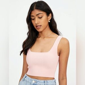 GLASSONS ribbed pink tank top